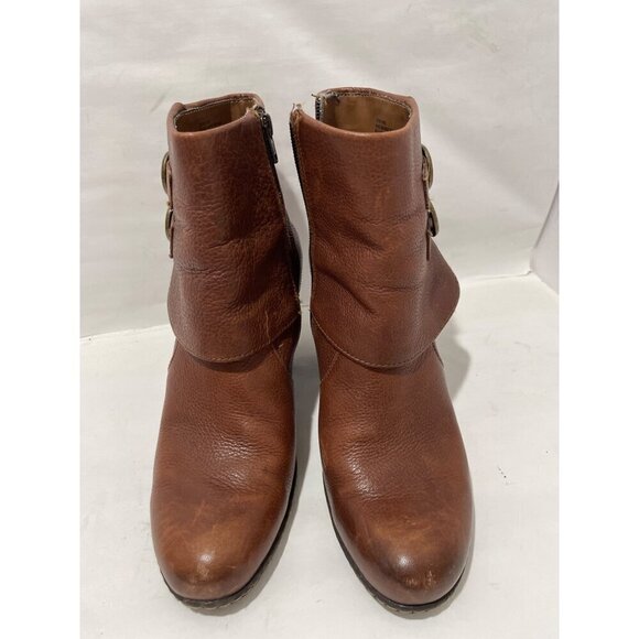 BOC BOOTS Concepts Traipse Brown Leather Ankle Boots, Size 7/38 Cuff Buckle SHO - Picture 2 of 8